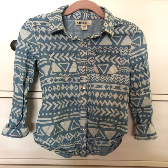 Girls Tribal Print Button Up - Picture 1 of 4